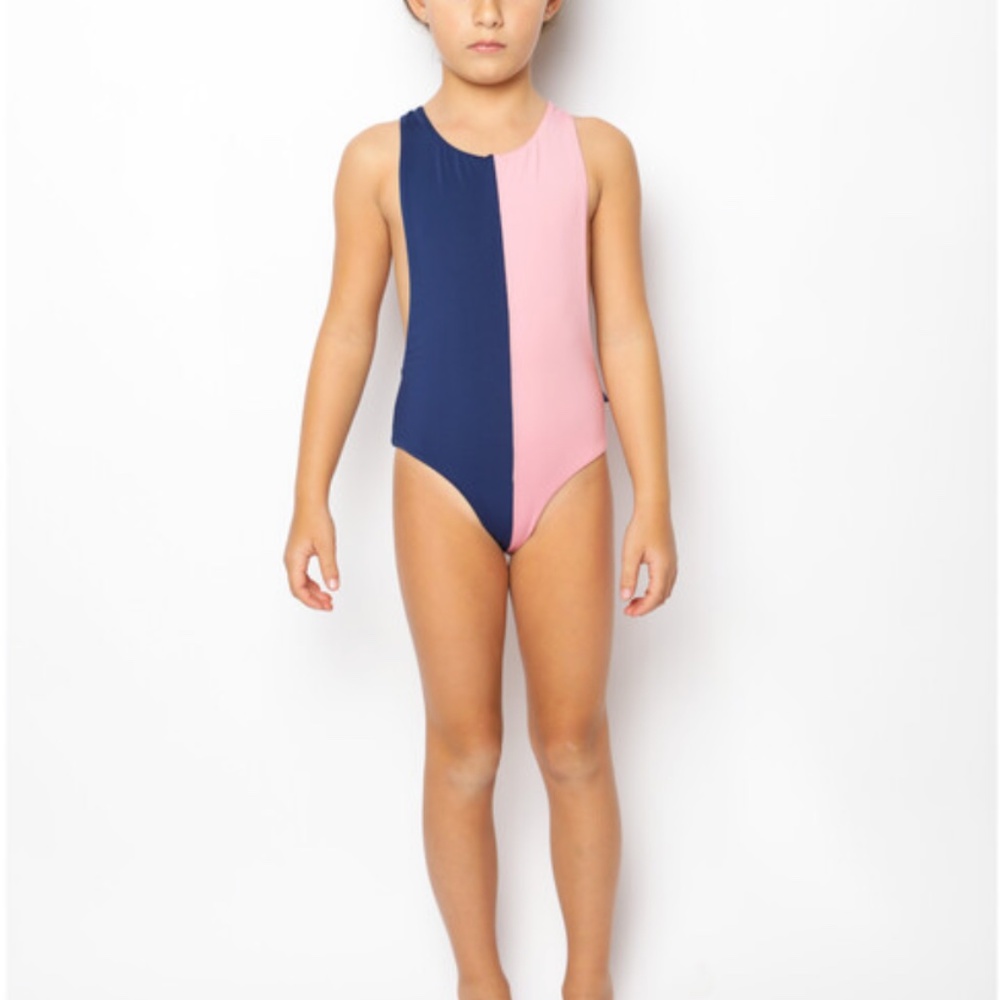 NWT swimsuit Carpe Summer NYC size 4 two tone blue pink swimsuit